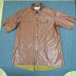 Simplee Plus Jacket Womens 4X Short Sleeve Snap Front Collared Brown New
